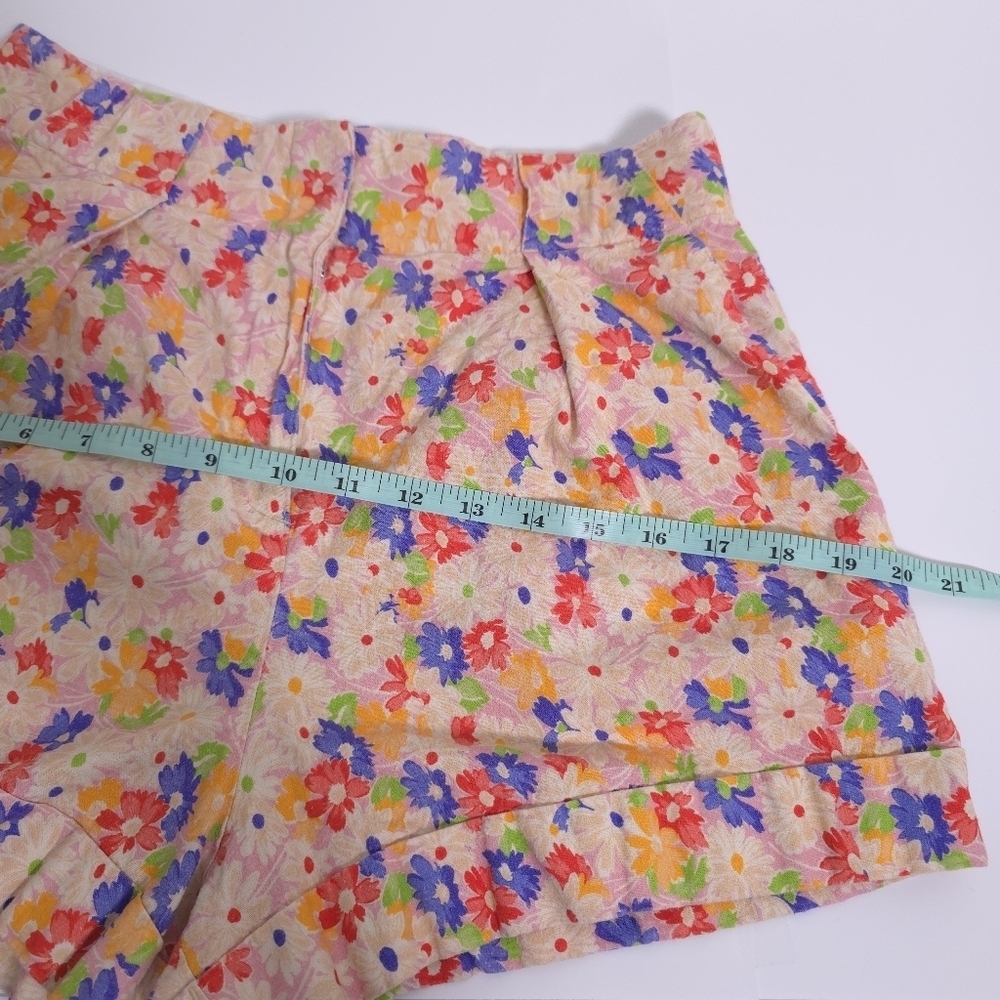 Somethimg Navy Linen Blend Floral Lightweight Shorts Size Medium - Picture 6 of 10